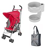 【セット買い】 Maclaren Strollers Globetrotter チャコール/カーディナル + カップホルダー + マガジントートバッグ