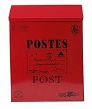 tomtask 郵便ポスト 壁掛け 郵便受け 郵便 ポスト アンティーク 調 鍵付き メールボックス (レッド)