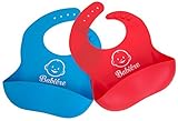 Waterproof Silicone Bib with Snaps & Crumb Catcher by Babi?re. Infant & Toddler Bibs for Boys & Girl