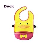 GOWOW高弾性防水リークが食品キャッチャーポケットイージークリーン で子供よだれかけを回す前に使い捨てシリコーンことができます (黄)