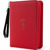 Fabmaker プレミアムジップカードバインダー 12ポケット 912ポケット トレーディングカードバインダー ポリウレタンジッパーカードコレクションアルバム 頑丈なサイドローディングカードブックホルダー MTG TCG ゲームカード スポーツカード用 レッド