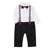 ベビー ジャンプスーツ ロンパース 男の子 カバーオール ストラップ 蝶ネクタイ付 キッズ 子供服 赤ちゃん 新生児 長袖 オーバーオール (70, ブラック)