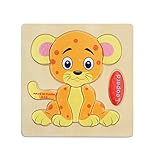 Lovoski 木製　漫画の形　動物　果物　パズル　子供　赤ちゃん　知育玩具　ギフト　全９パタン選べ - ヒョウ