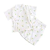 男の子女の子の着物の綿の竹繊維の|浴衣|甚平 じんべい 子供 90 100 110 120 (白, 110)