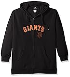 MLBサンフランシスコジャイアンツWomen 's Team Full Zip Fleece Hoodie with Distress Word Mark on Chest、1 x、ブラック