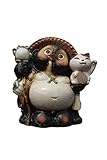 招き猫・蛙付狸13号 信楽焼　陶器　置物　たぬき　タヌキ