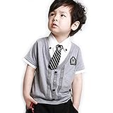 (ディーコッテ) D’Kotte 男の子 キッズ 子供服 ホイッスル フォーマル 半袖 夏 半ズボン 入学式 卒業式 入園式 卒園式 結婚式 冠婚葬祭 発表会 ネクタイ付き ボウタイ (グレー×ブラック, １４０cm) …