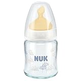 NUK First Choice 120ml Glass Bottle Latex Teat Size 1 (0-6m) 202g by NUK