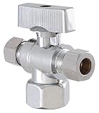 LDR 537 5501QT 3/8-Inch Comp by 3/8-Inch Comp by 1/2-Inch FIP Quarter Turn Dual Outlet Angle Shut-Of