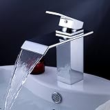 Matee真鍮シングルハンドル1つ穴Widespreadウォーターフォール浴室シンク水ミキサー蛇口水供給ホース付き Regular MA-L3180-AB