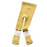 子供　靴下 ベビータイツ　厚手 パンティストッキング ガールズ　子供　暖かい　コットン 防寒 サンゴ ベルベット　冬　赤ちゃん 動物柄　ソックス ニットタイツ 可愛い 12ヶ月-24ヶ月 (イエロー　