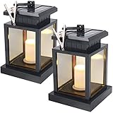 SINJIAlight LED防水キャンドル ソーラー ガーデンライト 飾り ランタンイルミネーションライト 太陽光パネル充電式省エネ ソーラー 防水 暖かい色の照明 ガーデンライト (2個)