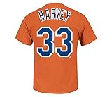 マットHarveyニューヨークメッツ# 33 MLBメンズPlayer Name & Number Tシャツオレンジ( M )
