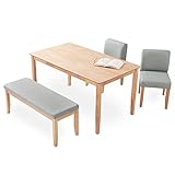 LOWYA （ロウヤ） ダイニング ダイニングテーブル 4人掛け 4点セット ベンチ ファブリック 突板 木脚 角丸 ダイニングテーブルセット 幅140cm オリーブアッシュ おしゃれ 新生活