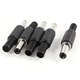 uxcell DCプラグ　メスプラグ　ワイヤレスプラグ　5.5mm x 2.1mm　ブラック　シルバー