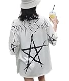 【Smile LaLa】 レディース tシャツ インナー トップス 半袖 無地 大きめ ゆったり 夏 星 女性 カジュアル (ホワイト, 2XL)