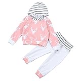 (プタス)Putars ベビー服 子供服 上下セット パーカー 長袖 女の子 鹿柄 可愛い 春 秋 スポーツ 運動会 旅行 記念日 プレゼント 6-36ヶ月