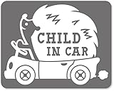 imoninn CHILD in car ステッカー　【マグネットタイプ】　No.37　ハリネズミさん　（シルバーメタリック）