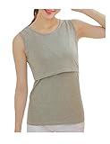 ドレスヌー タンクトップ インナーシャツ コットン クルーネック 無地 授乳用 レディース グレー L