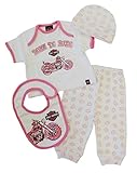 ハーレーダビッドソンGirls ' 4 Piece Boxedギフトセット3 – 6ヶ月:トップ、パンツ、帽子、よだれかけ