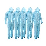 P Prettyia 使い捨て　保護服　ラボ衣服　不織布　ブルー　高品質　作業服　絵画用　スプレー用　約5個入り