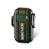 防水電子ライター アウトドア USB 充電式・ガス オイル 不要/軽量 薄型 持ちやすい/無炎/防風 電気アークプラズマライター/旅行/誕生日などのプレゼントも最適