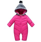 冬ベビーThick Warmロンパースフード付きジャンプスーツユニセックスChildrenスノーウェアコート カラー: レッド