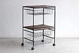 W60ワイド ： ブルックリンスタイル ヴィンテージ風キッチンワゴン【madely】 ブラック(black) ビンテージ キャスター付 ワイヤーラック キャビネット