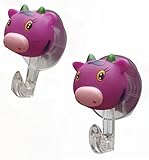 セットof 4 Cute Cartoon Suckerフッククリエイティブバスルームフックパープル