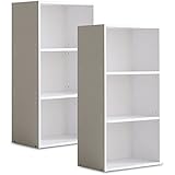 LOWYA （ロウヤ） カラーボックス 3段ボックス 2個セット 縦横ミックスしても段差なし レイアウト自在 可動棚 3段階 リアル木目調 A4収納可能 幅45x奥行29x高さ90cm ホワイト おしゃれ 新生活