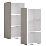 LOWYA （ロウヤ） カラーボックス 3段ボックス 2個セット 縦横ミックスしても段差なし レイアウト自在 可動棚 3段階 リアル木目調 A4収納可能 幅45x奥行29x高さ90cm ホワイト おしゃれ 新生活