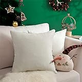 Topfinel クッションカバー リネンっぽい 45×45cm 北欧 おしゃれ 綿麻 無地 ソファ背当て 装飾枕カバー 座布団カバー ホワイト 2枚セット（全10色）