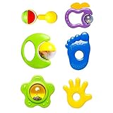 Domybest　子供おもちゃ　ハンドベル　ガラガラ　ラトル　6点セット　おもちゃ　知育玩具　音楽おもちゃ　楽器 　カラフル　手を振る楽器玩具　聴覚　視覚刺激　ランダムカラー (セットA)