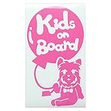 ピンク（桃色） 犬 ヨークシャテリア ネクタイ 風船 Kids on board キッズオンボード ステッカー 窓ガラス用シールタイプ 車 戌 干支 動物