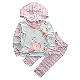 ベビー服　男の子 綿 長袖 花 プリントパーカーとパンツアウトフィット (80 (6-12M))