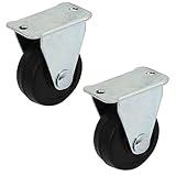 uxcell キャスターホイール　シングル・ホイール　メタル・固定プレート　トロリー　チェア　2個入り