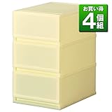 《4個セット》 収納ケース PLUST MILKY（プラスト ミルキー）FR3403 ３段 幅34×奥行45×高さ57cm (イエロー(Y))