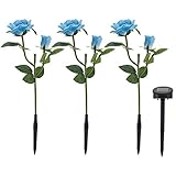ソーラーフラワーライト led 造花 ソーラー バラ ガーデンライト 電気代不要 3本セット 埋め込み式 屋外 芝生 玄関 庭園灯 夜もお庭を彩ります フラワーライト夜景ライト インテリア飾り ロマン