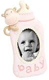 Baby Resin Bottle Shaped Novelty Photo Frame in Pink by Widdop Bingham