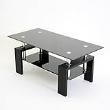 (DORIS) ガラステーブル ローテーブル センターテーブル 強化ガラス 【ラスター ブラック】 応接家具 応接テーブル