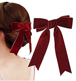 [Herbeluemily] ベロアリボン バレッタ ベロア リボン ヘアアクセ ヘアアクセサリー ベルベット 髪留め 赤 レッド HM-0147-R02-RD