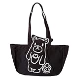 キャンバス トート トートバッグ ハンドバック (ブラック（くま）)