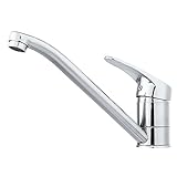 蛇口 シングル ストレート レバー 温水 冷水 対応 混合栓 キッチン 台所 ステンレス 金具 シルバー