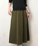 Angeliebe エンジェリーベ マタニティ ふんわり 裏起毛 マキシ スカート 産前 産後 対応 妊婦服 ロング Aライン S ～ M カーキ21545 21545501