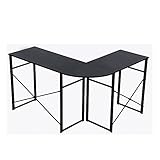(OSJ)パソコンデスク L字型 木製 デスク 机 ワークデスク 幅123cm 奥行40cm (ブラック)