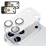 AUNEOS iPhone 17 Pro 用 カメラフィルム カメラ保護【2025新登場·アルミ合金＋10H強化ガラス製】いPhone 17 Pro 対応 カメラフィルム ぴったりフィット 一体感 耐衝撃 高透過率 防滴 防塵 貼り付け簡単 露出オーバー防止 アイフォン 17 プロ プラス カメラカバー 2枚セット (シルバー, iPhone 17 Pro)