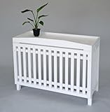 エアコン室外機カバー匠・たて格子・横ポイント（色：ホワイト）ヒバ材・木製【大型対応】