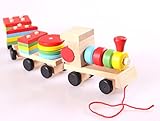 MSP 木のおもちゃ 機関車 列車 パズル 積み木 棒さし 形合わせ 知育 玩具 幼児