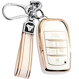 アルファード 30 ヴェルファイア 30系 新型 トヨタ適合 スマートキーケース キーカバー お洒落 キズ防止 アルファード キーホルダー (6 Key,ホワイト／ゴールド)