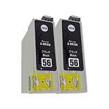 EPSON（エプソン）IC56-BK(BK/ブラック)-2本セット Bumba製互換インクカートリッジ ICチップ付き 残量表示機能付き 【１年商品保証】IC56-BK2